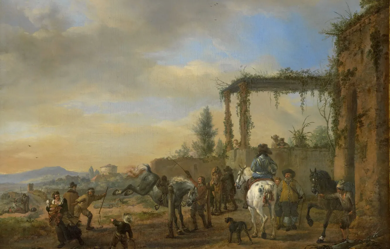 Photo wallpaper oil, picture, canvas, Riding School, Philips Bowerman