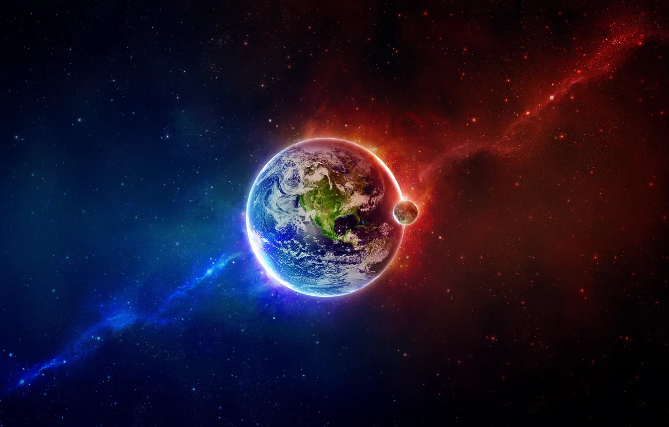 Photo wallpaper space, earth, planet