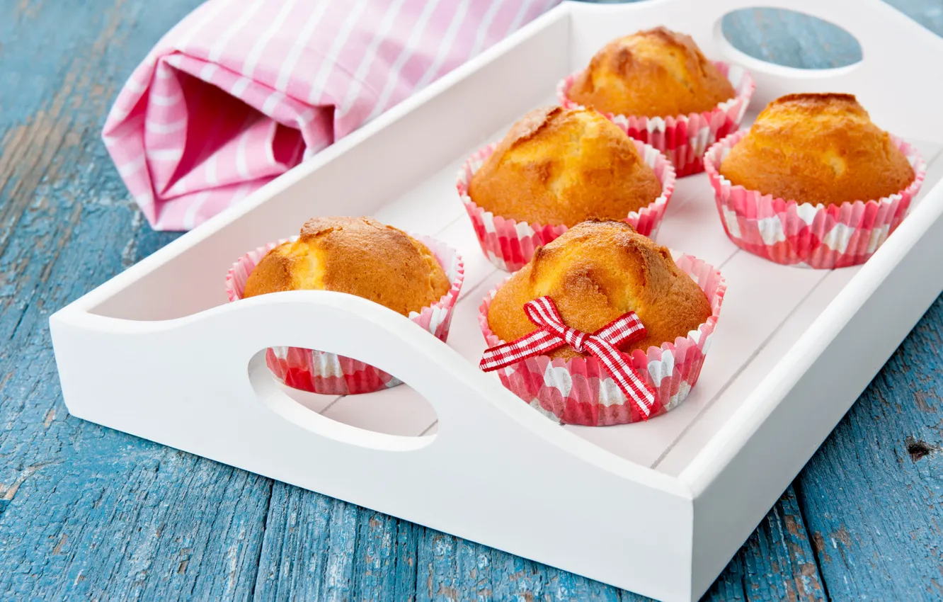 Photo wallpaper cakes, tray, muffins