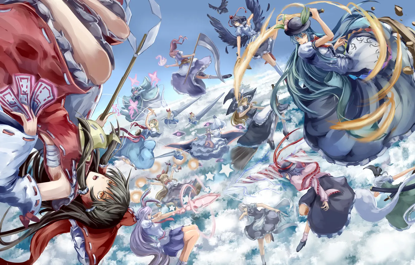 Photo wallpaper art, Hinanawi Tenshi, touhou, kirisame marisa, Konpaku Youmu, Saigyouji Yuyuko, Izayoi Sakuya, Alice Margatroid