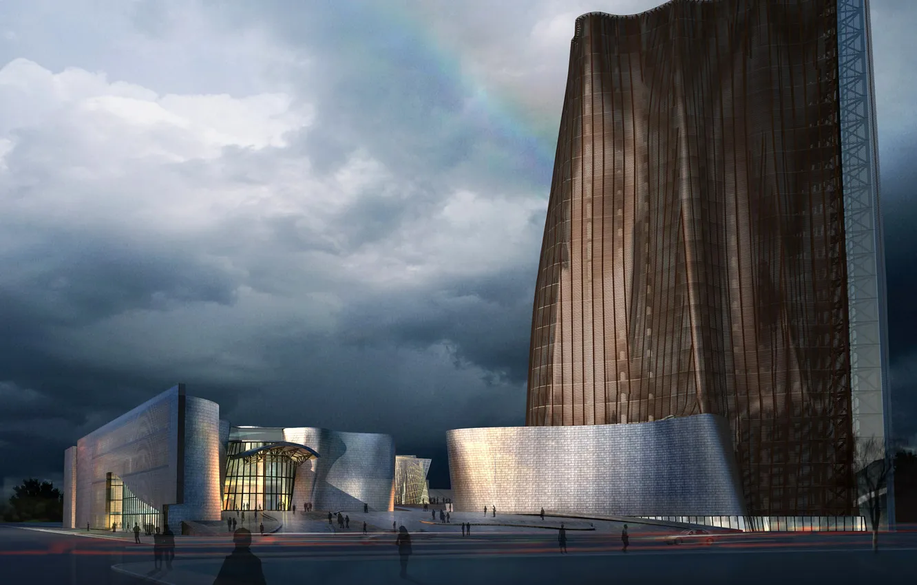 Photo wallpaper the sky, clouds, the city, building, home, architecture, the project