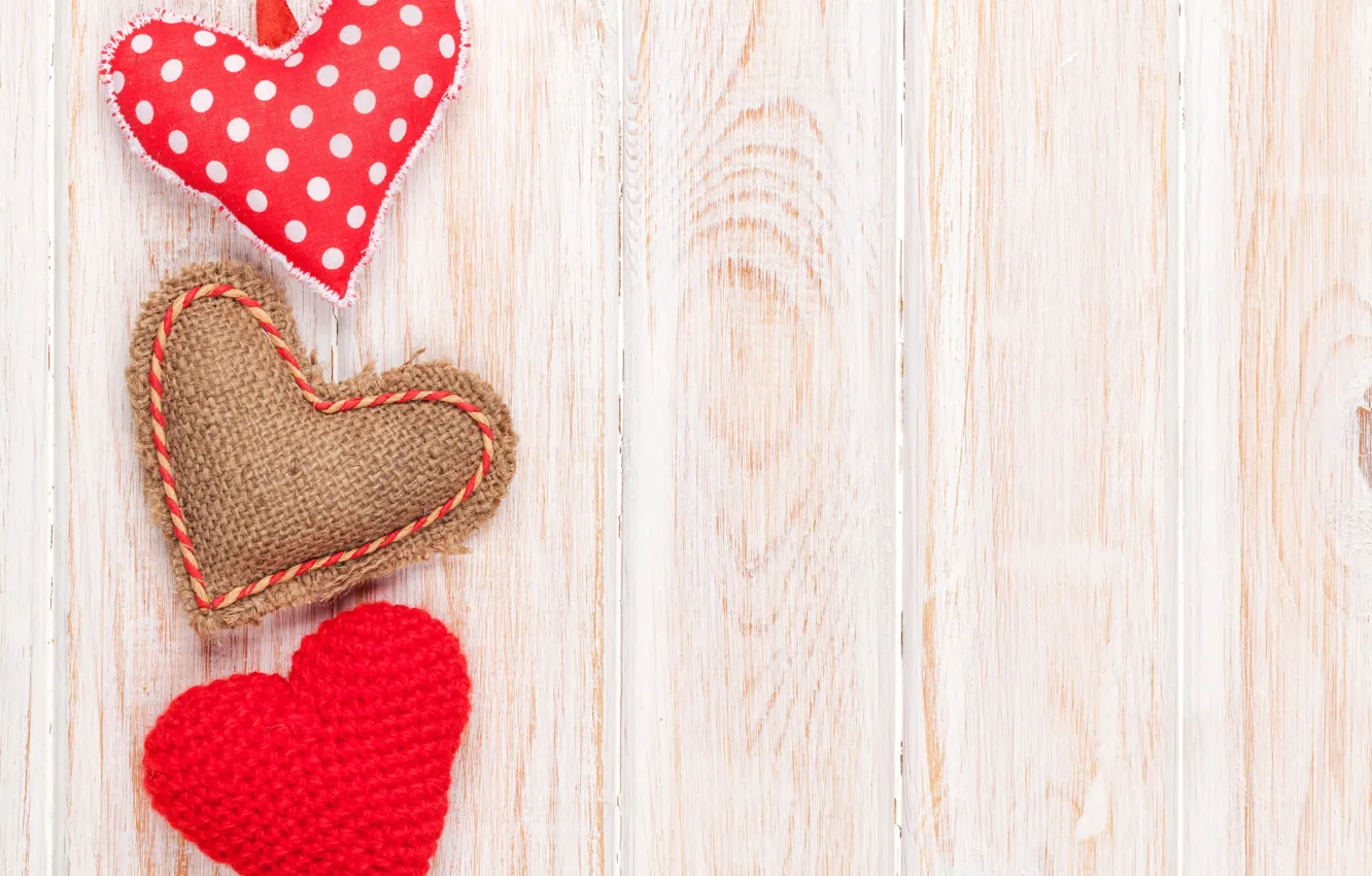 Photo wallpaper Board, hearts, fabric