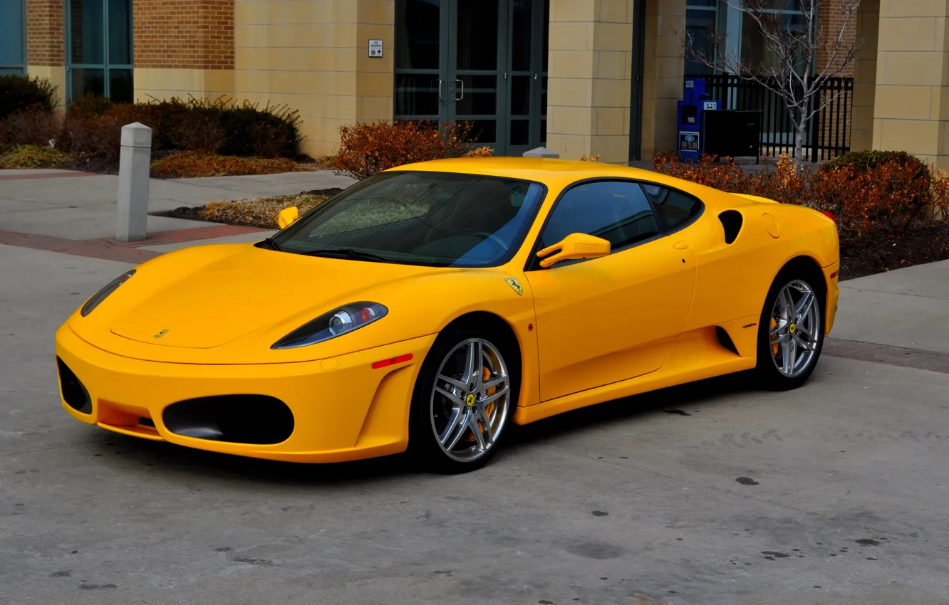 Photo wallpaper F430, Ferrari, yellow, parkig