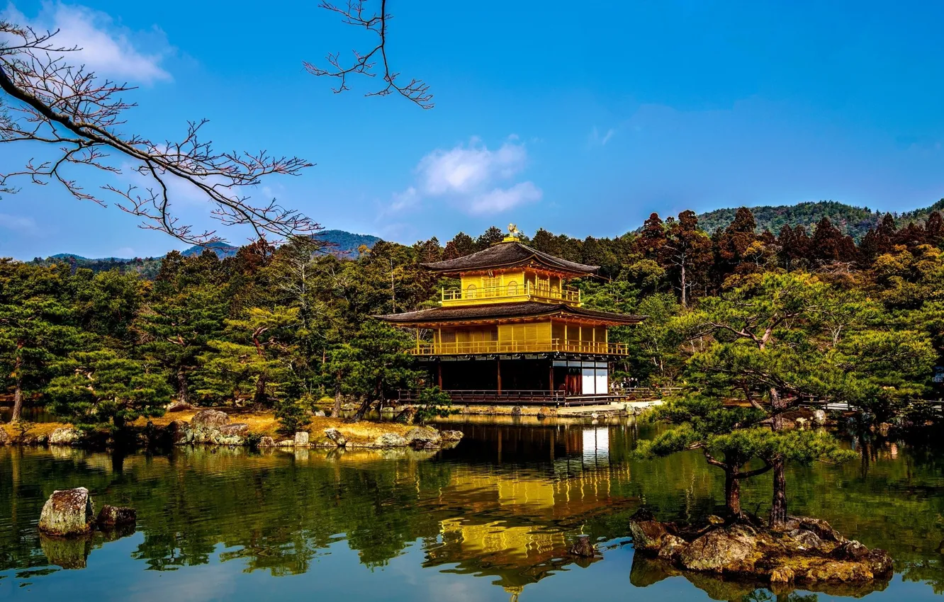 Photo wallpaper lake, Park, beauty, Japan, Kyoto