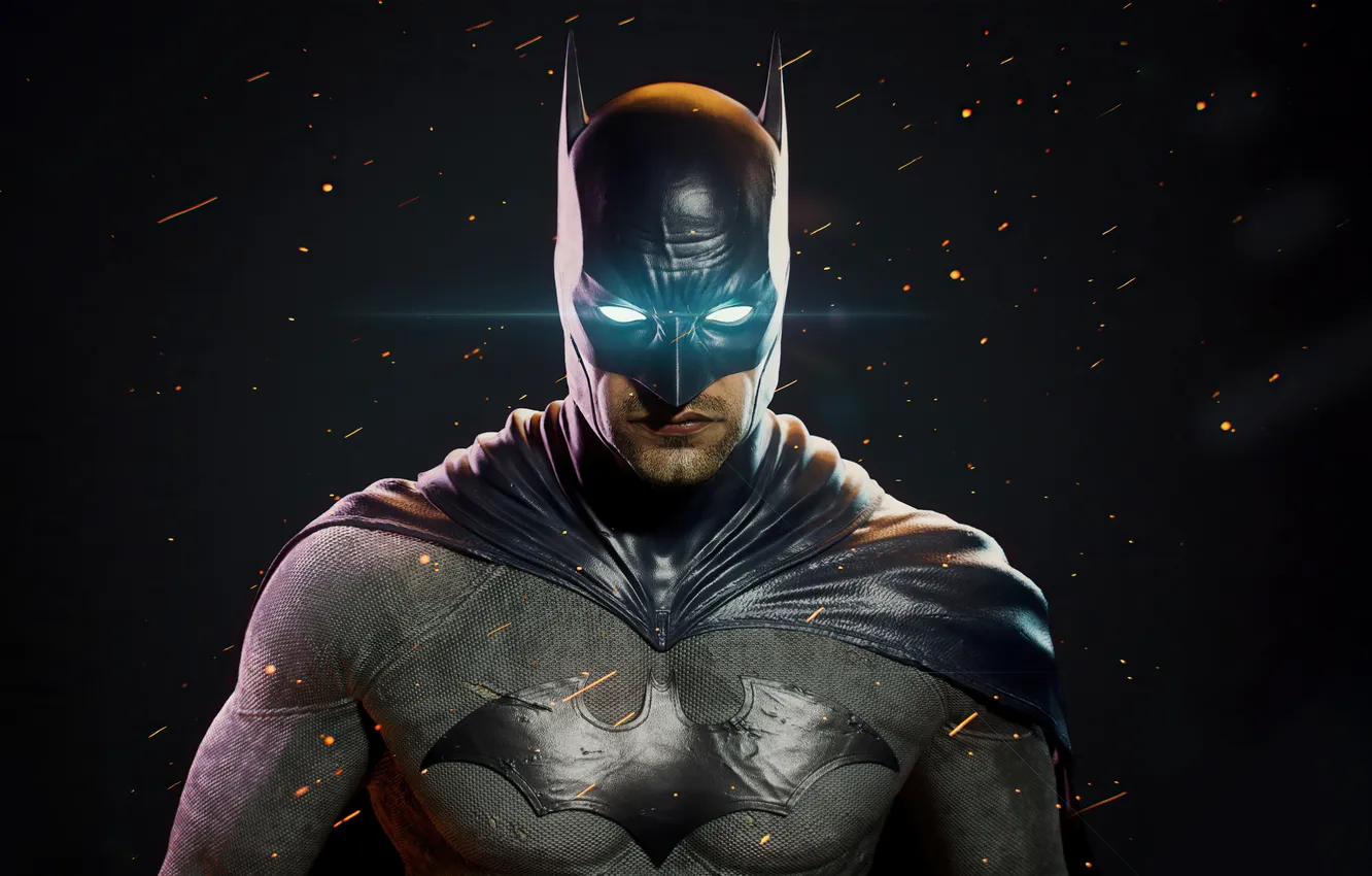 Photo wallpaper mask, art, sparks, costume, Batman, black background, Batman, comic