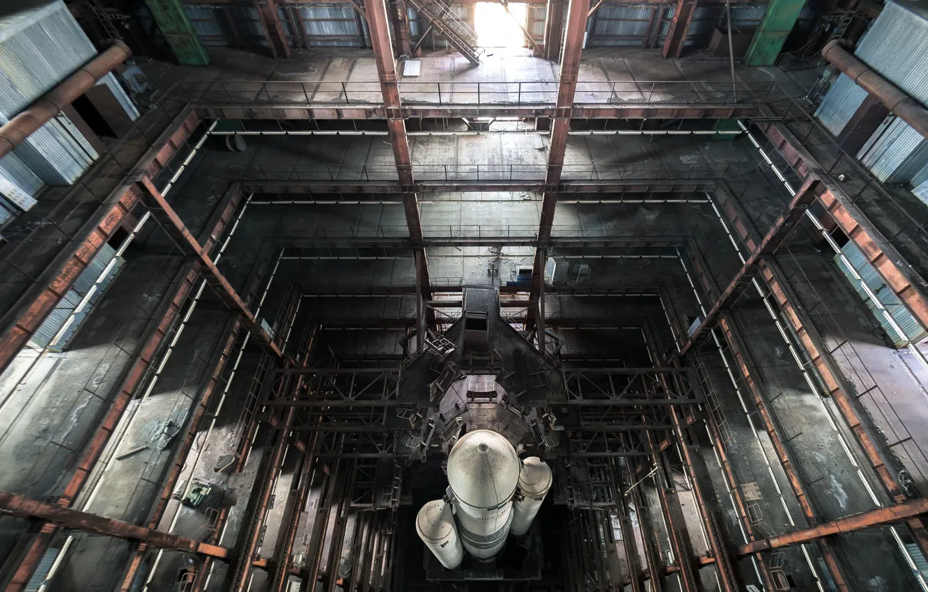 Photo wallpaper space, rocket, mine