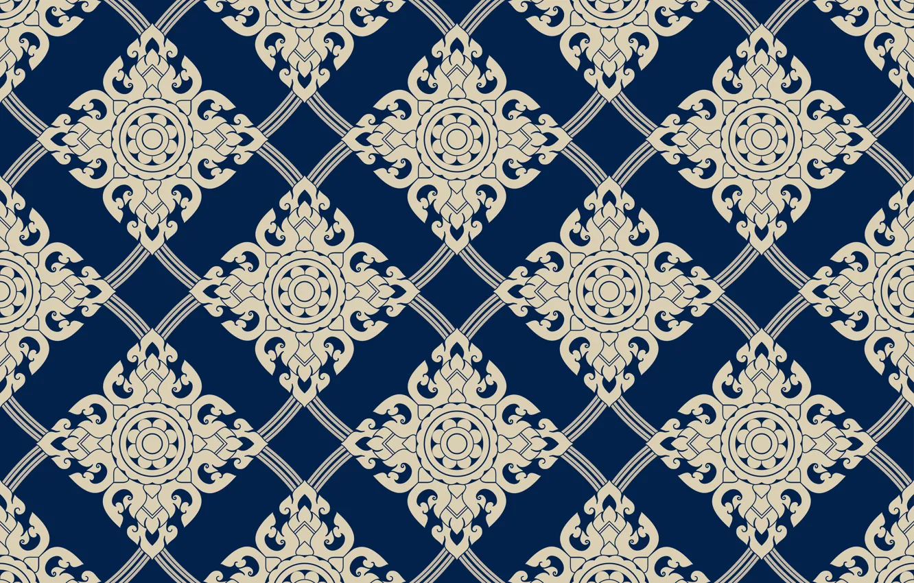 Photo wallpaper blue, pattern, ornament