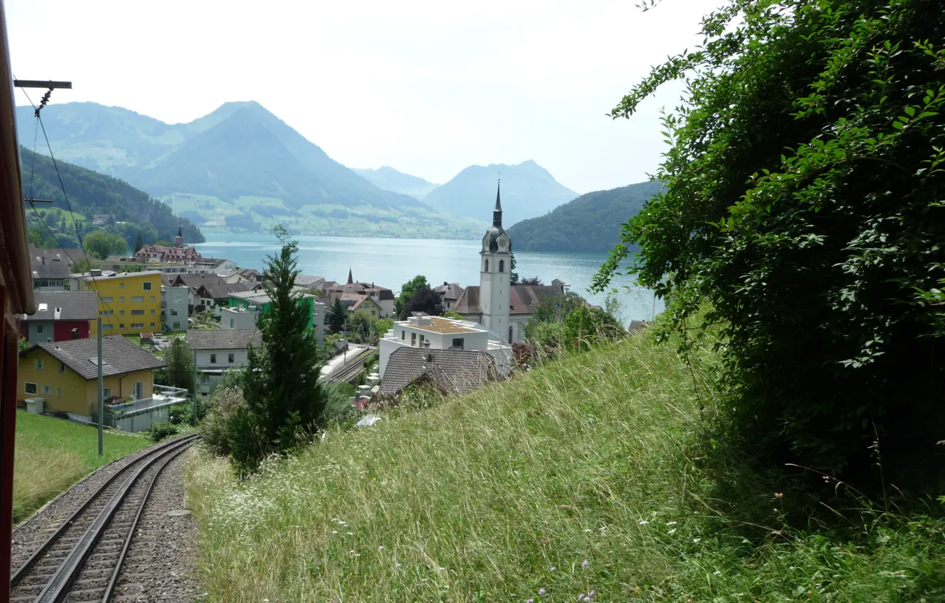 Photo wallpaper Switzerland, Alps, lake Lucern