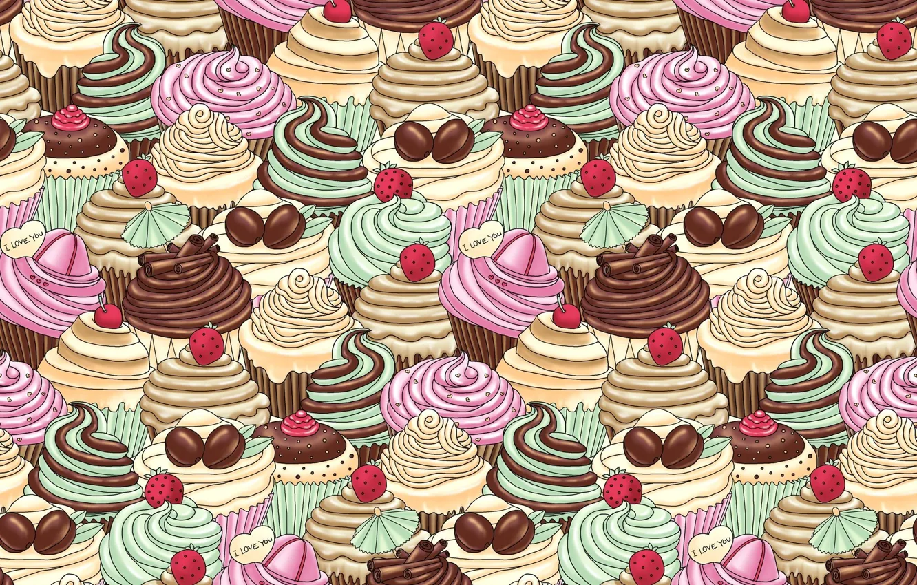 Photo wallpaper berries, background, Wallpaper, chocolate, texture, strawberry, ice cream, cake