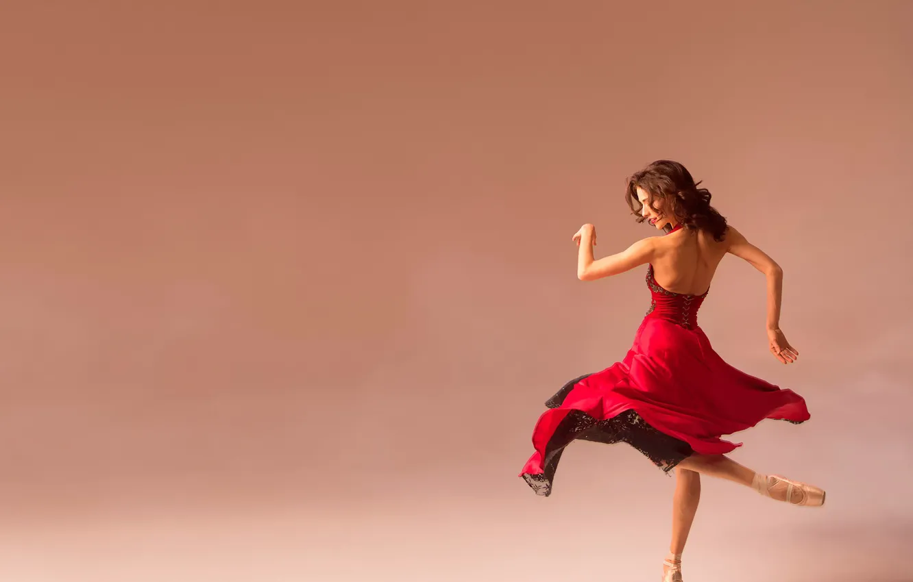 Wallpaper beauty, grace, ballerina, red dress, dance, women, ballet