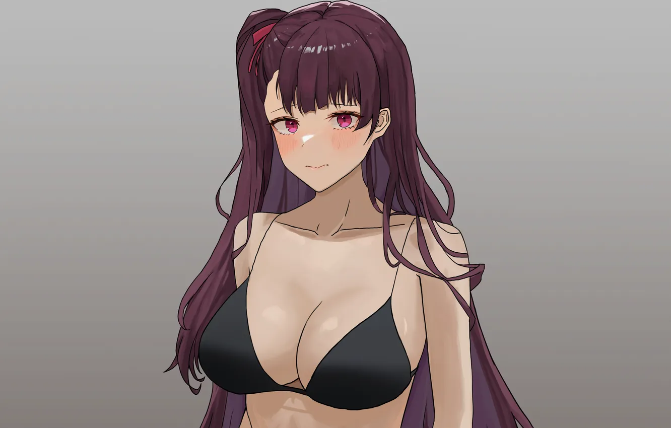 Photo wallpaper girl, sexy, cleavage, long hair, boobs, anime, beautiful, pretty