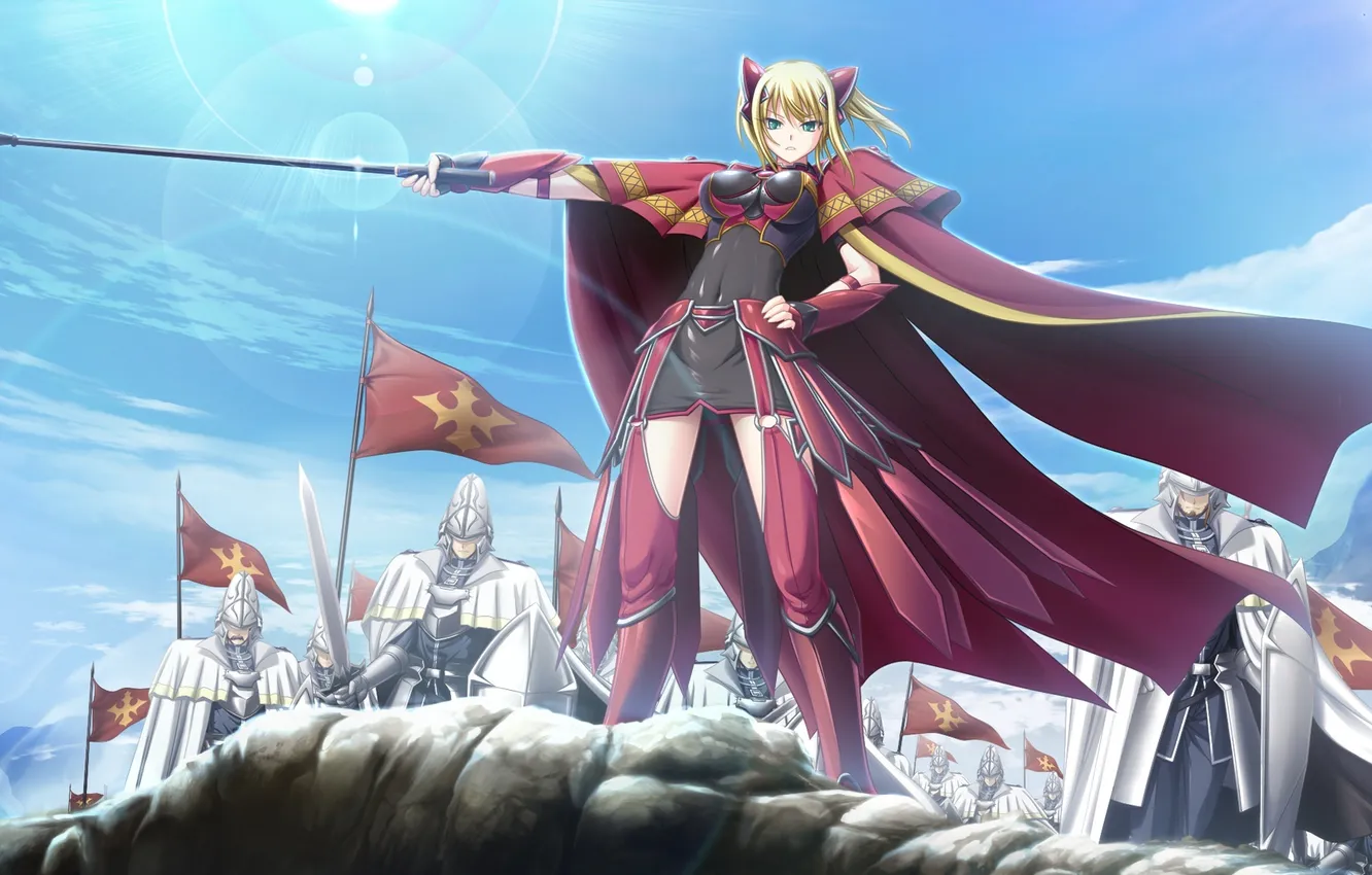 Photo wallpaper girl, rocks, army, art, game cg, madou koukaki, hatozuki tsumiki