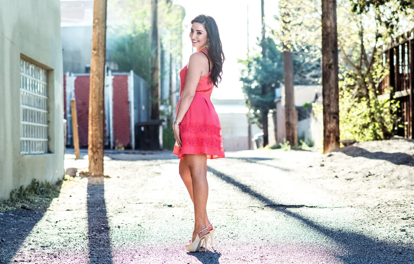 Photo wallpaper girl, light, street