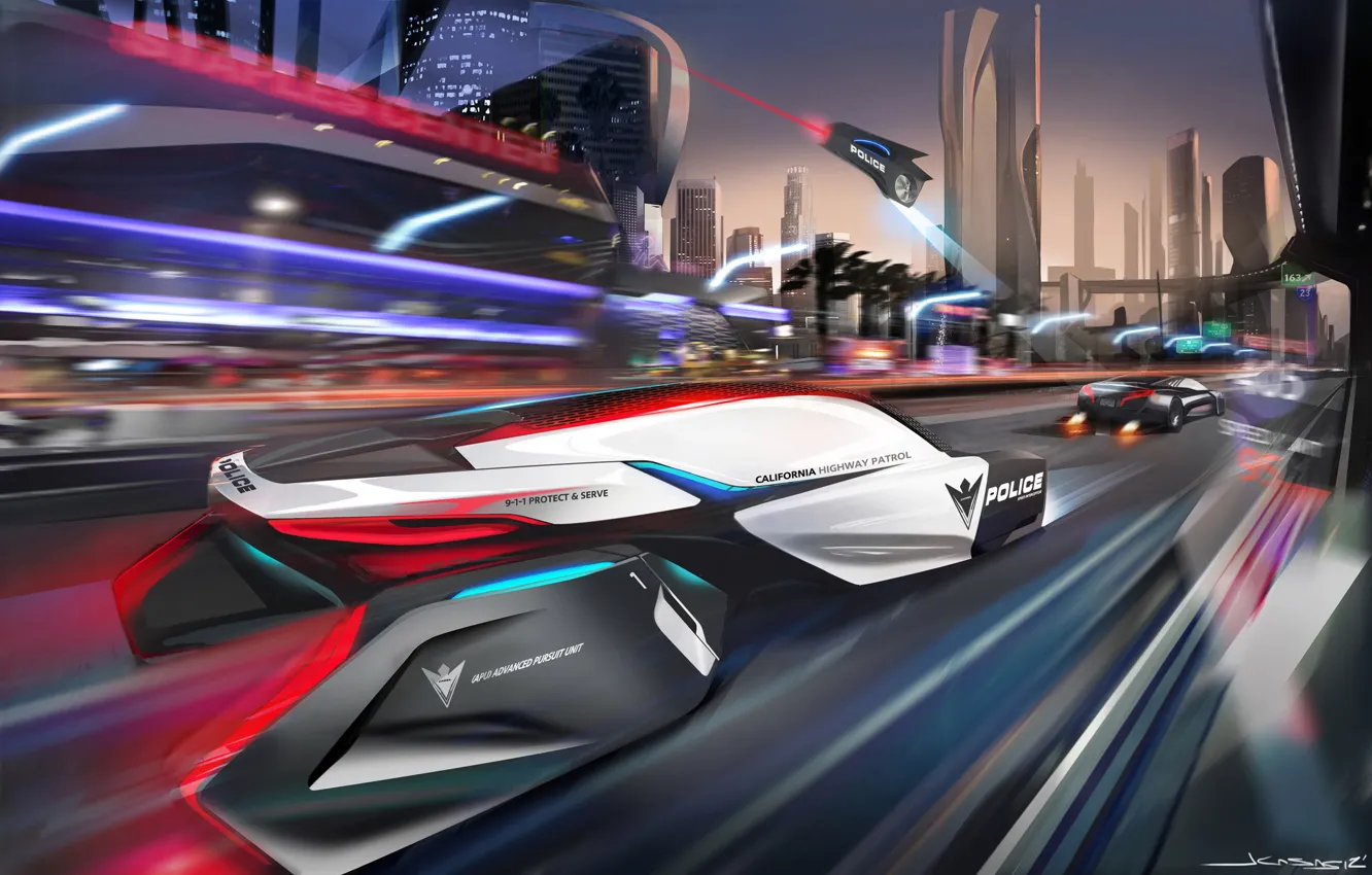 Photo wallpaper the city, future, police, bmw epatrol concept
