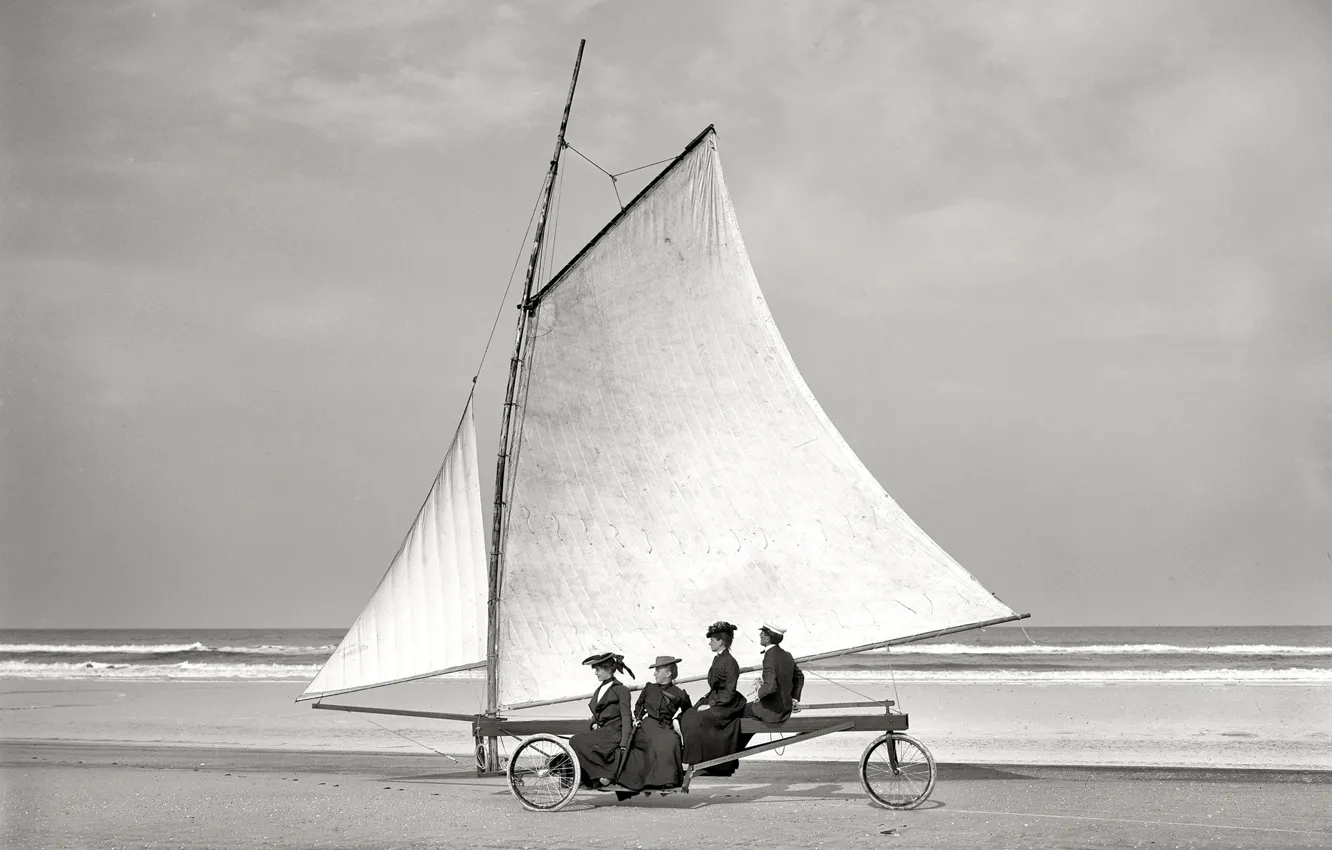 Photo wallpaper retro, ladies, wheel, sail, USA, 1900-the year, Buer