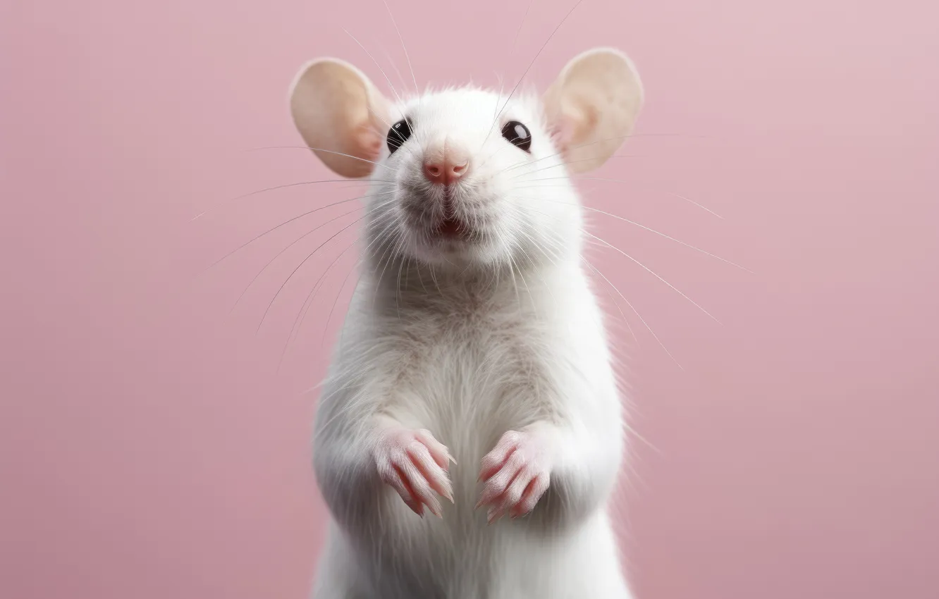 Photo wallpaper white, close-up, rat