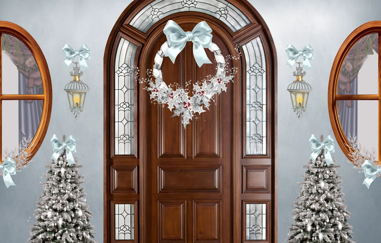 Photo wallpaper white, decoration, season, decoration winter