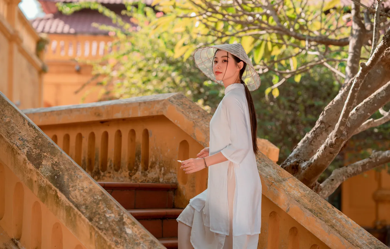 Photo wallpaper look, girl, pose, makeup, Asian