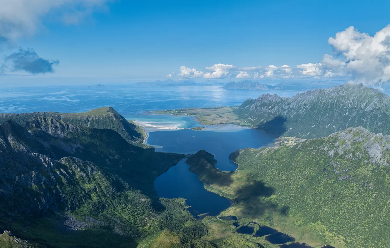 Photo wallpaper mountains, island, Norway, the fjord, Lofoten
