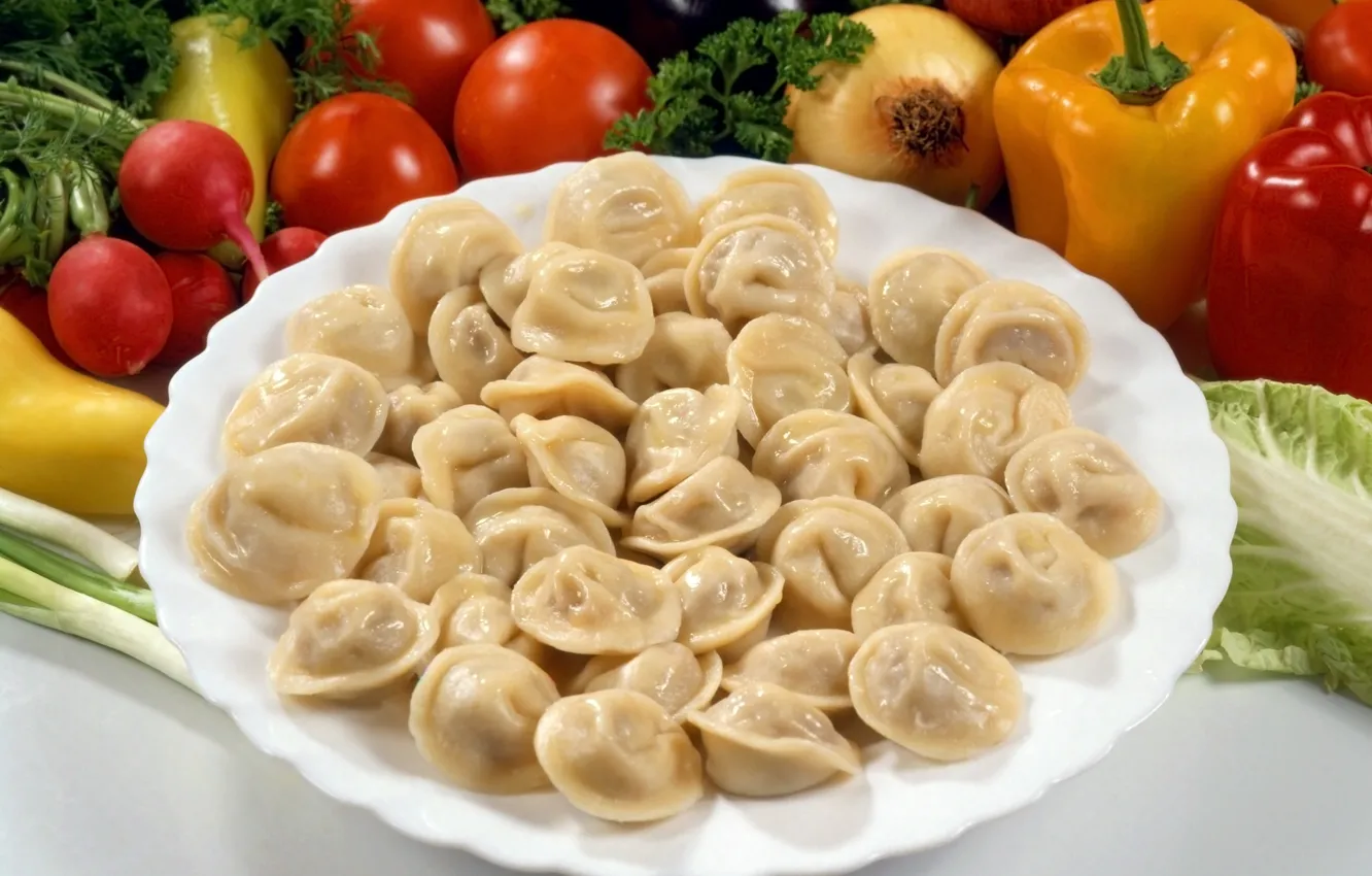 Photo wallpaper pepper, vegetables, dumplings, radishes