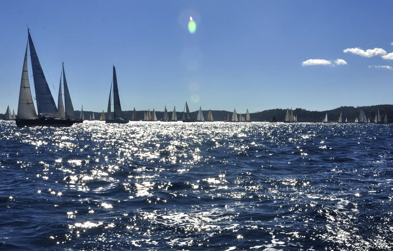 Photo wallpaper sea, coast, France, yacht, sail, regatta, sailing, Saint Tropez