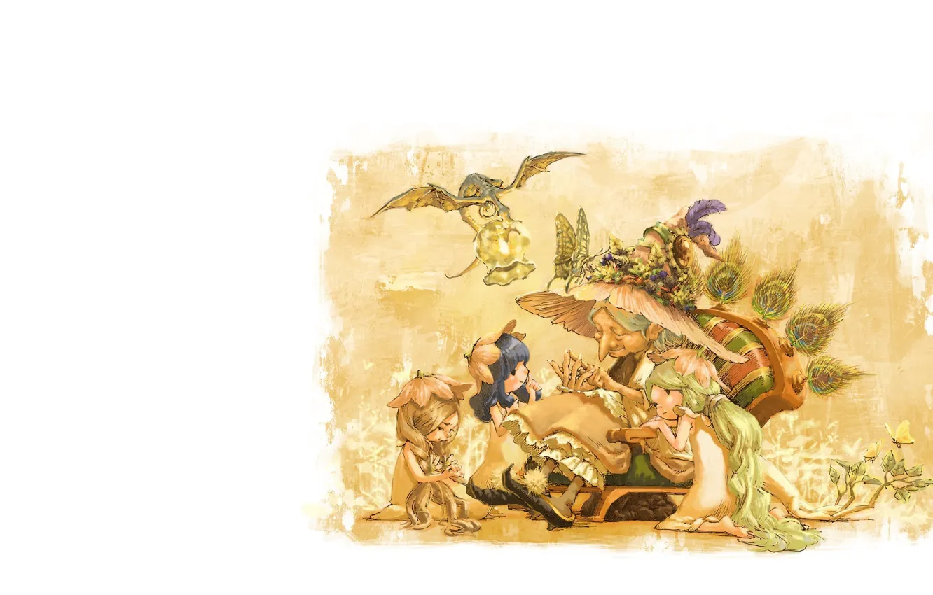 Photo wallpaper childhood, mood, grandma, tale, the evening, art, girl, children's