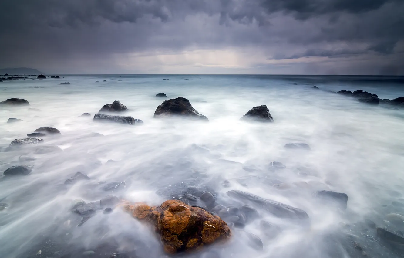 Photo wallpaper sea, landscape, stones