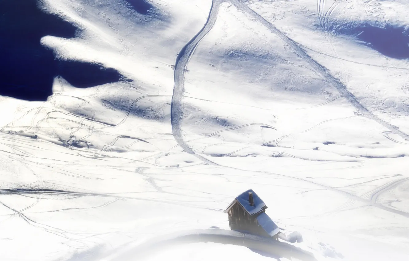 Photo wallpaper snow, landscape, home