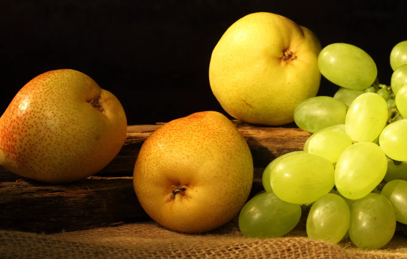 Photo wallpaper yellow, grapes, fruit, pear, fruit, grapes, pears