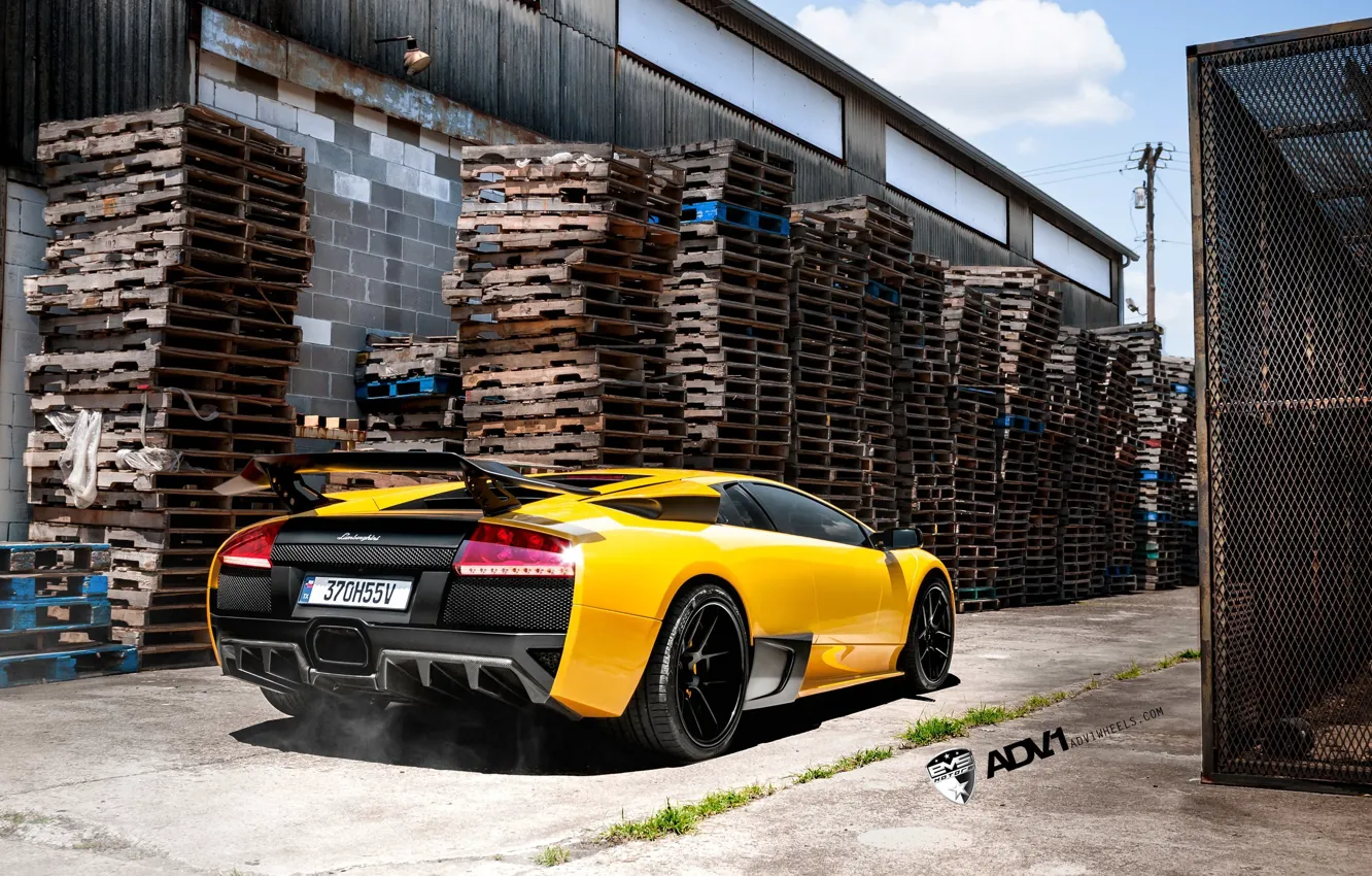 Photo wallpaper yellow, Lamborghini, murcielago, ADV1