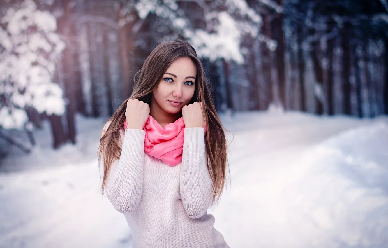 Photo wallpaper winter, snow, trees, nature, pose, Park, background, model