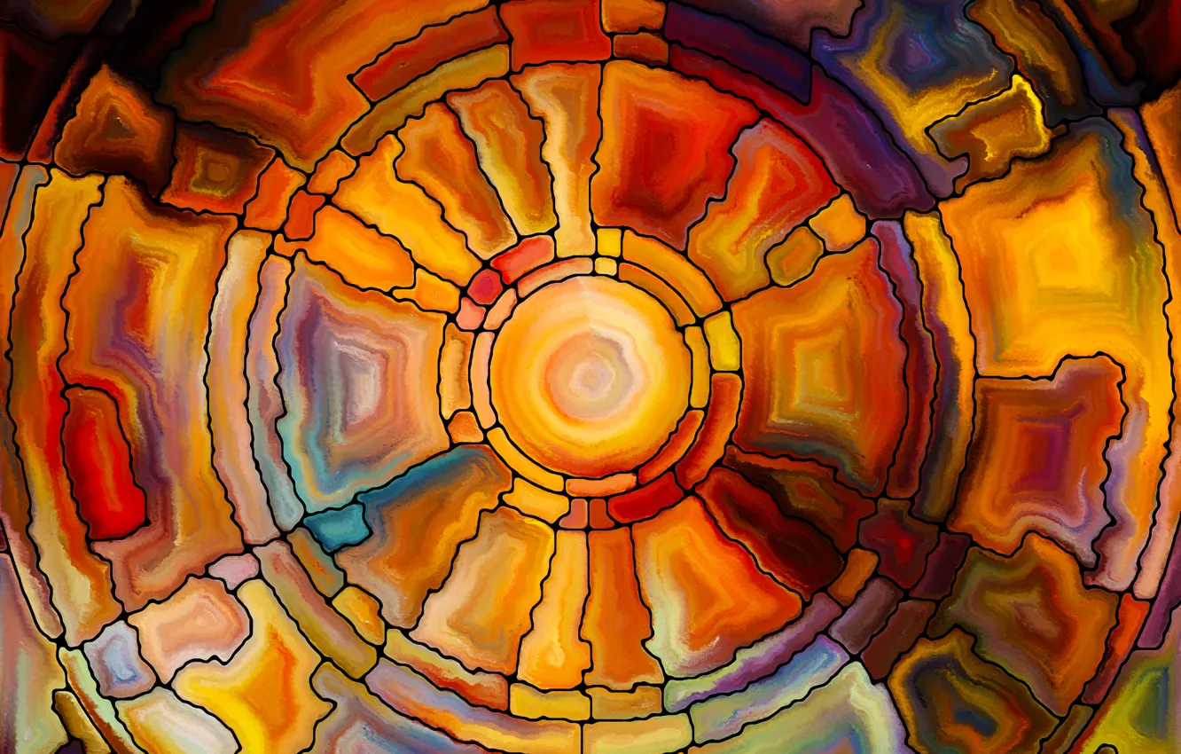 Photo wallpaper mosaic, pattern, stained glass, colorful