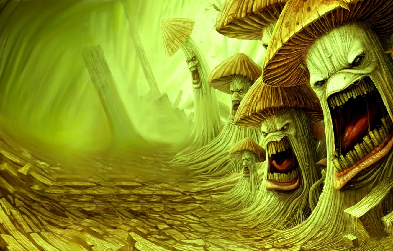 Photo wallpaper mushrooms, art, rage