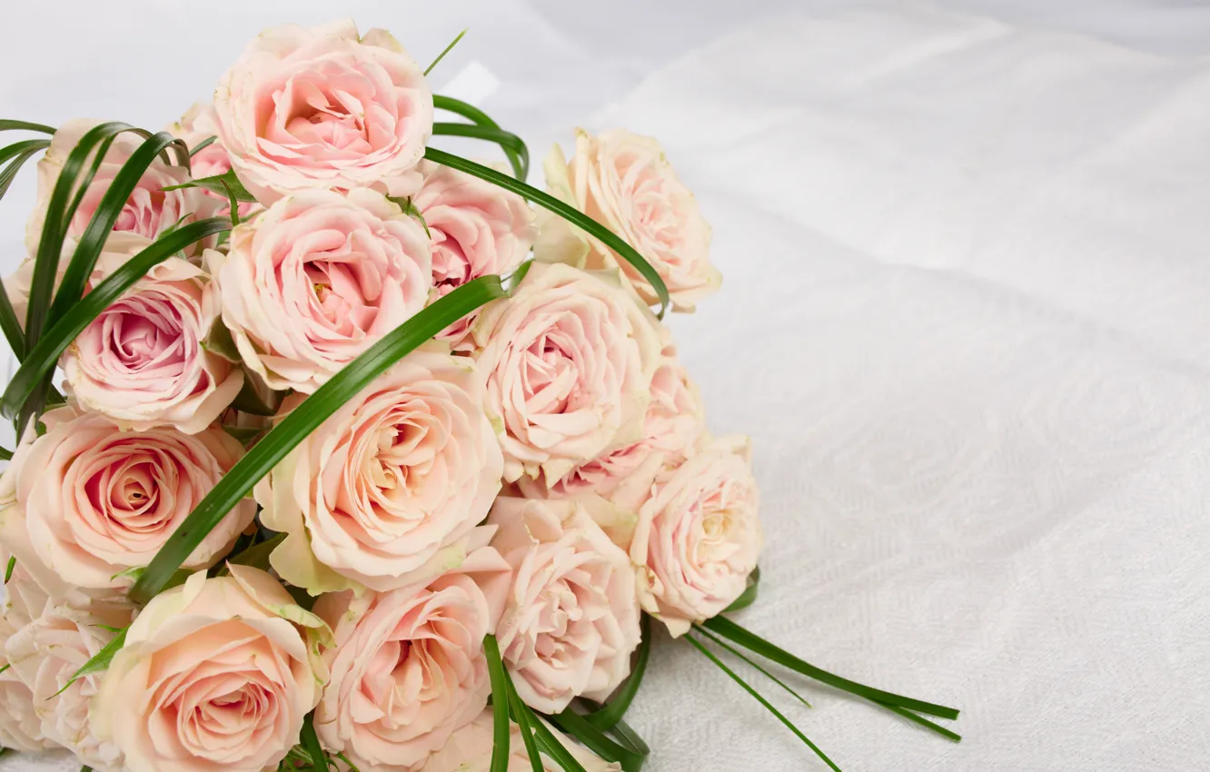 Photo wallpaper roses, bouquet, pink, flowers, roses