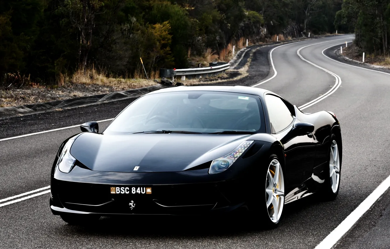 Photo wallpaper road, black, Ferrari, Italy, Ferrari, supercar, 458, italia