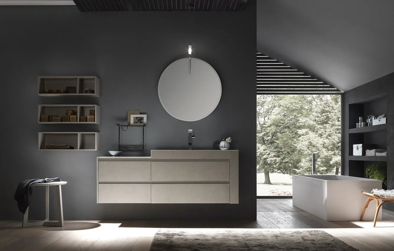 Photo wallpaper design, style, room, interior, bathroom
