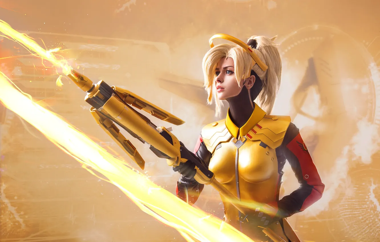 Photo wallpaper girl, weapons, cosplay, Overwatch