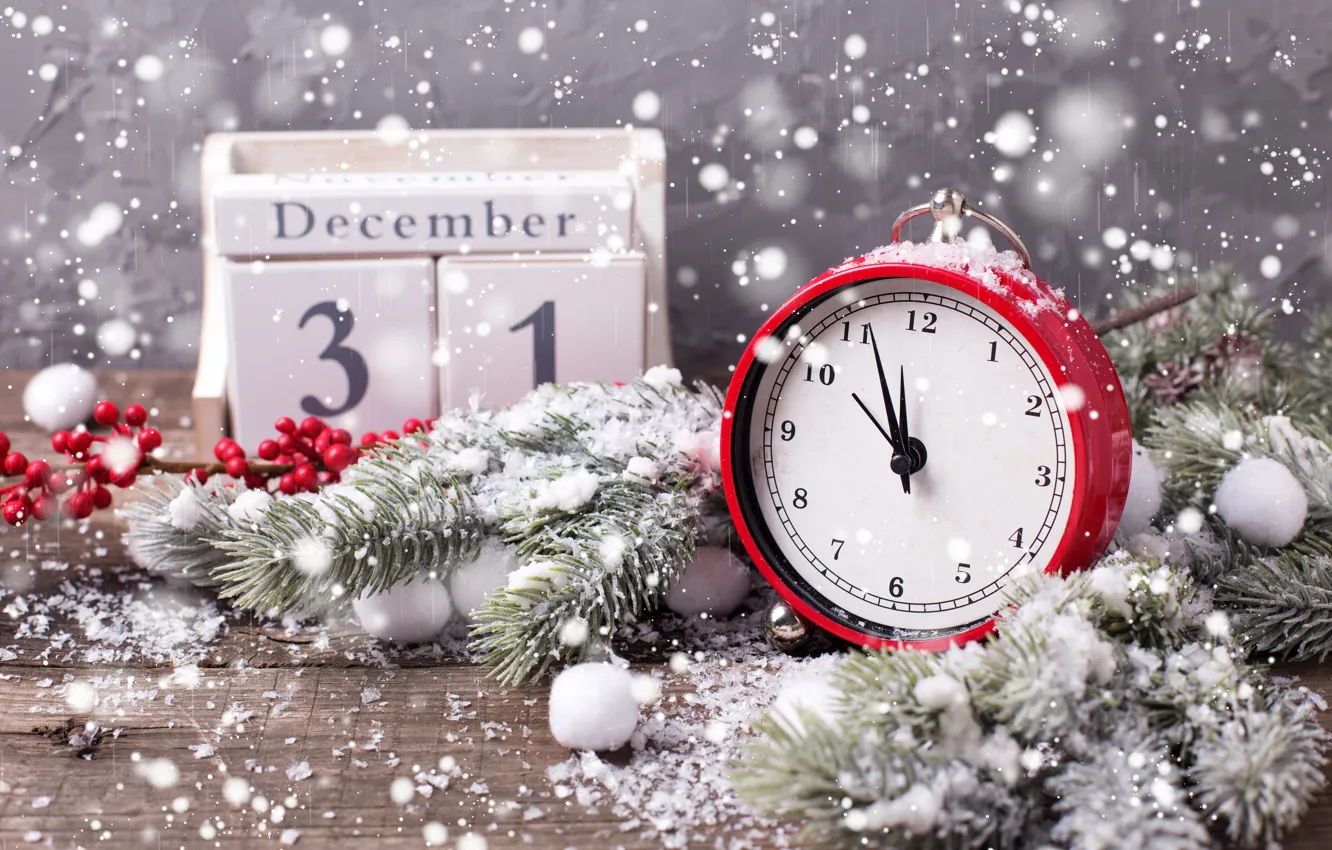 Photo wallpaper snow, decoration, tree, new year, Christmas, Christmas, wood, snow