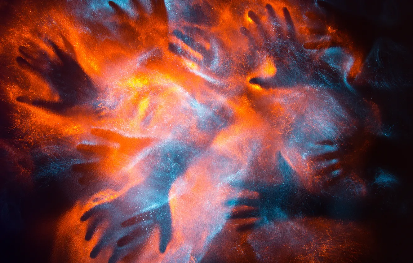 Photo wallpaper fire, hands