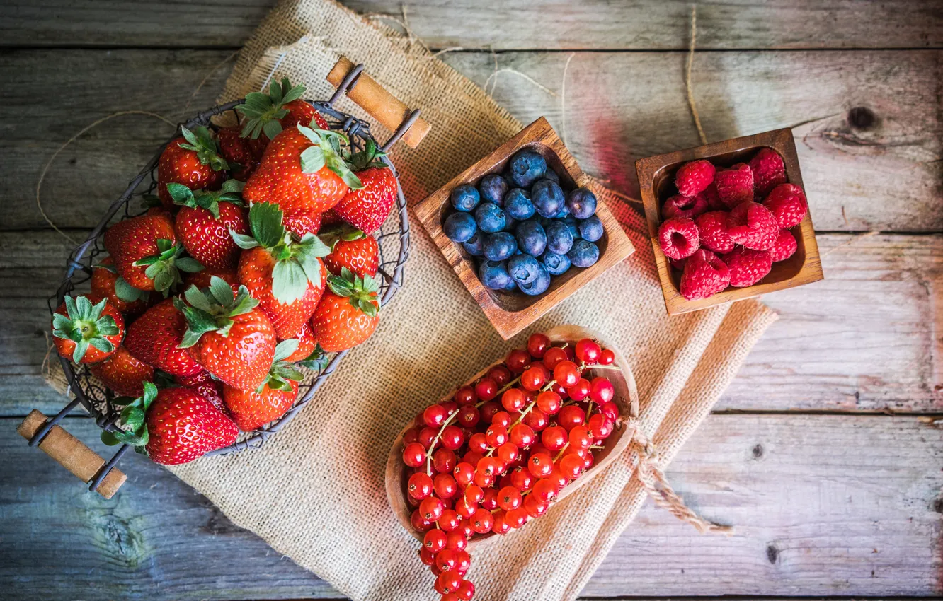 Photo wallpaper raspberry, shadow, blueberries, strawberry, berry, currants, blueberries, strawberries