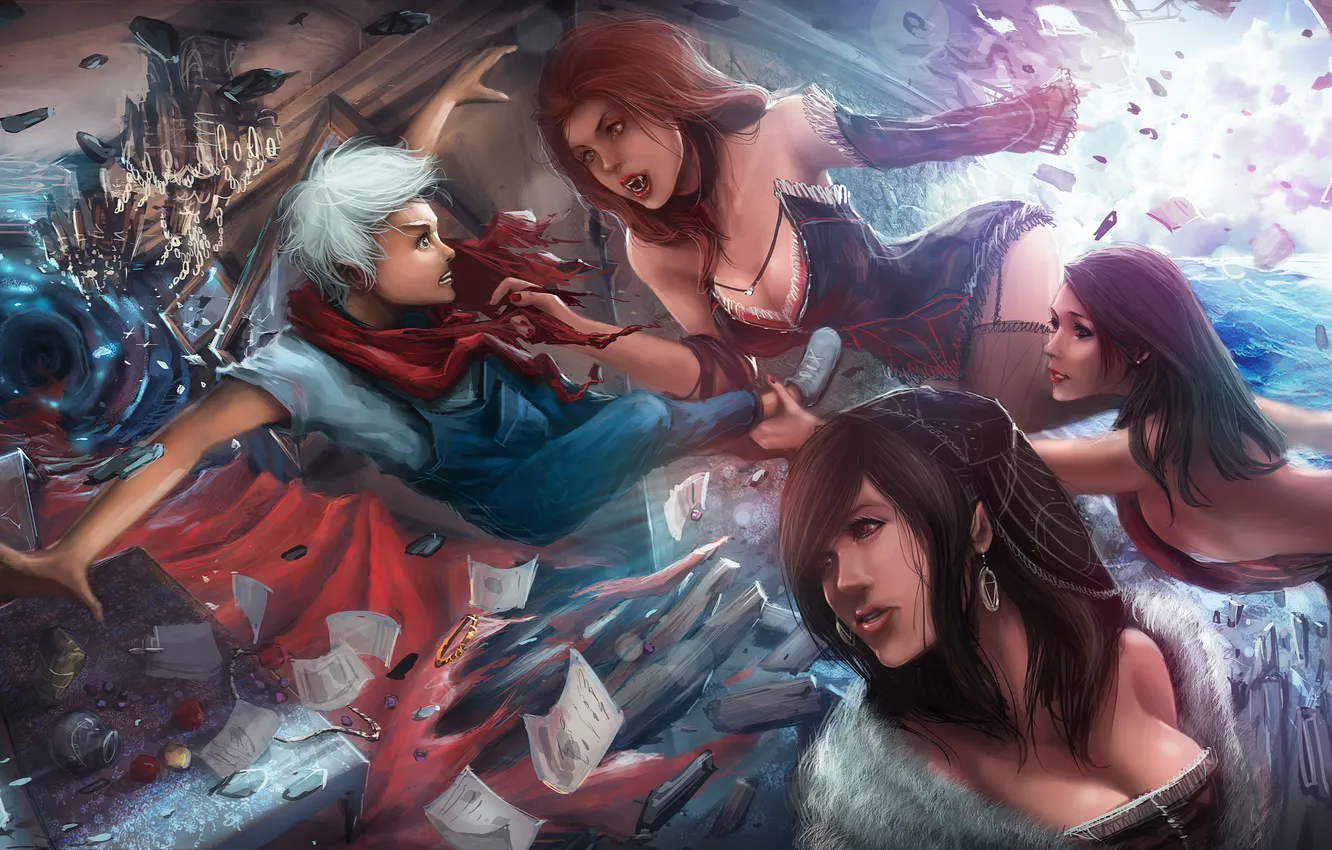 Photo wallpaper girl, decoration, stockings, corset, vampire, Seduction