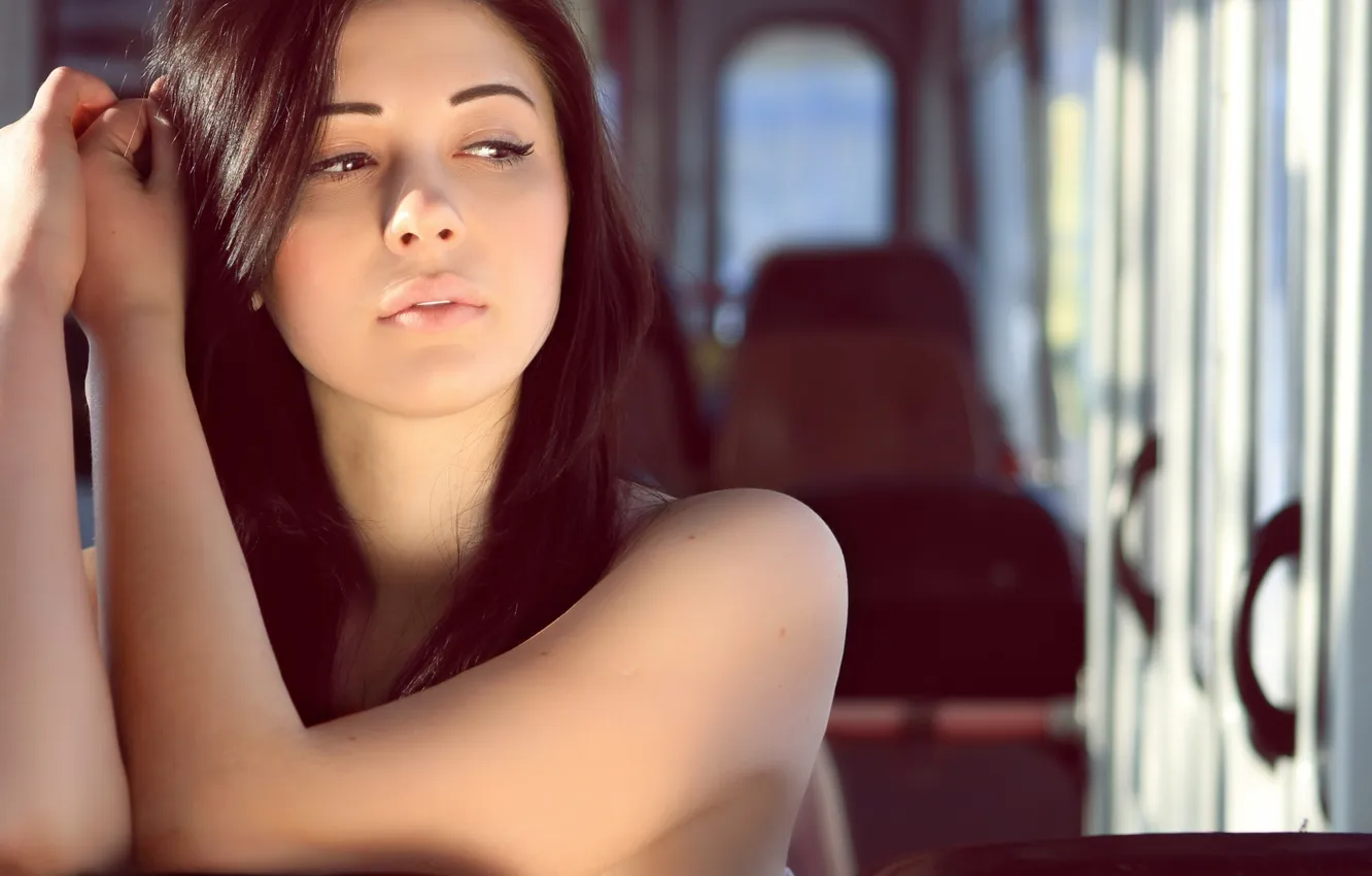 Photo wallpaper face, model, brunette