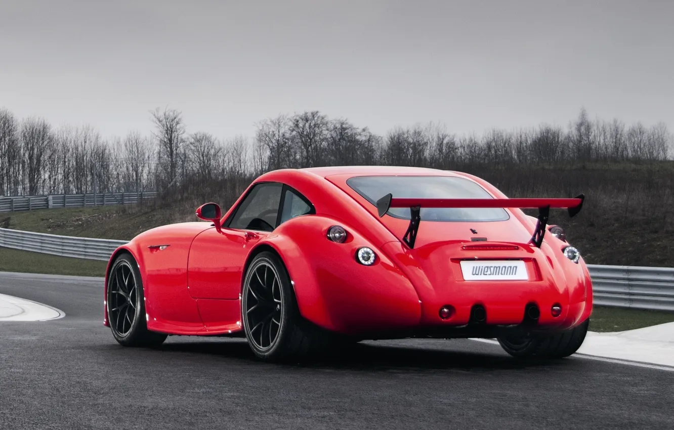Photo wallpaper red, sports car, Wiesmann, rear view, MF4-CS