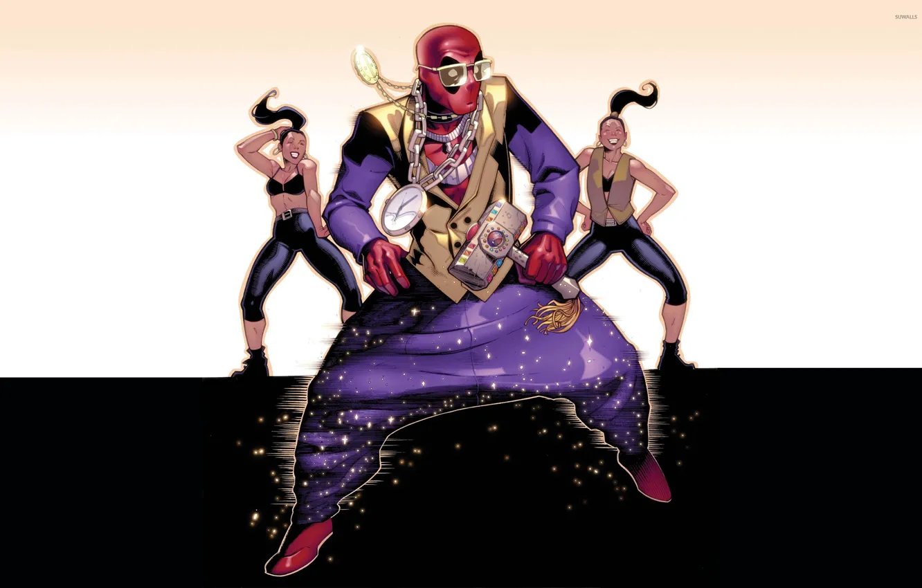Photo wallpaper girl, dance, hammer, glasses, costume, girls, Deadpool, Marvel