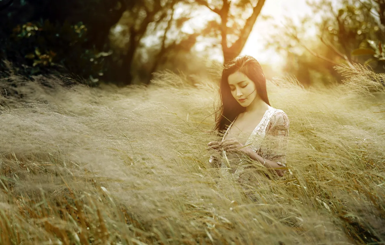 Photo wallpaper girl, nature, pose