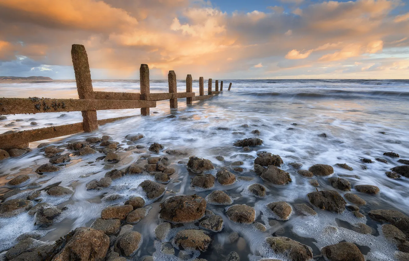 Photo wallpaper stones, coast, horizon