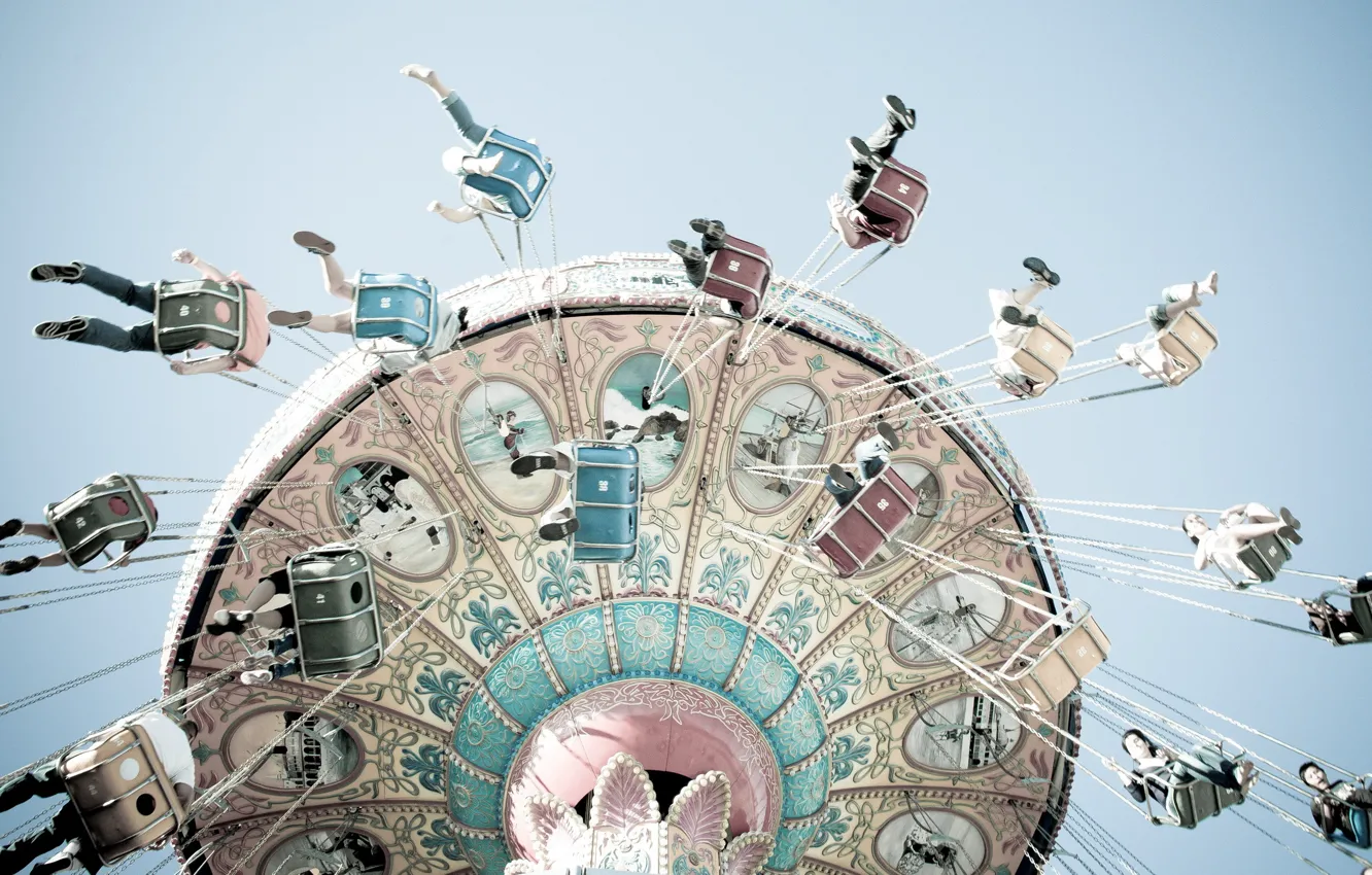 Photo wallpaper the sky, the city, carousel