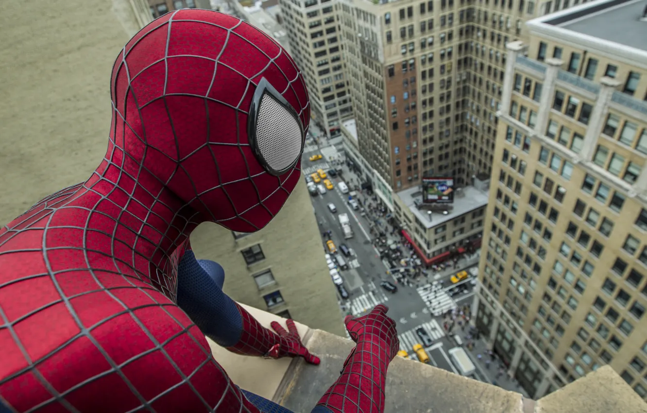 Photo wallpaper roof, the city, fiction, street, comic, The Amazing Spider-Man, Andrew Garfield, New spider-Man