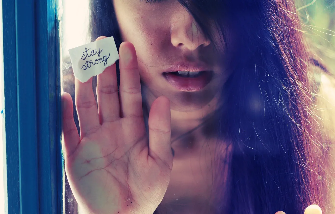 Photo wallpaper girl, window, motivator