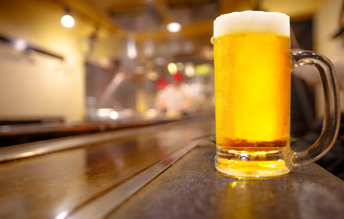 Photo wallpaper glass, beer, bar